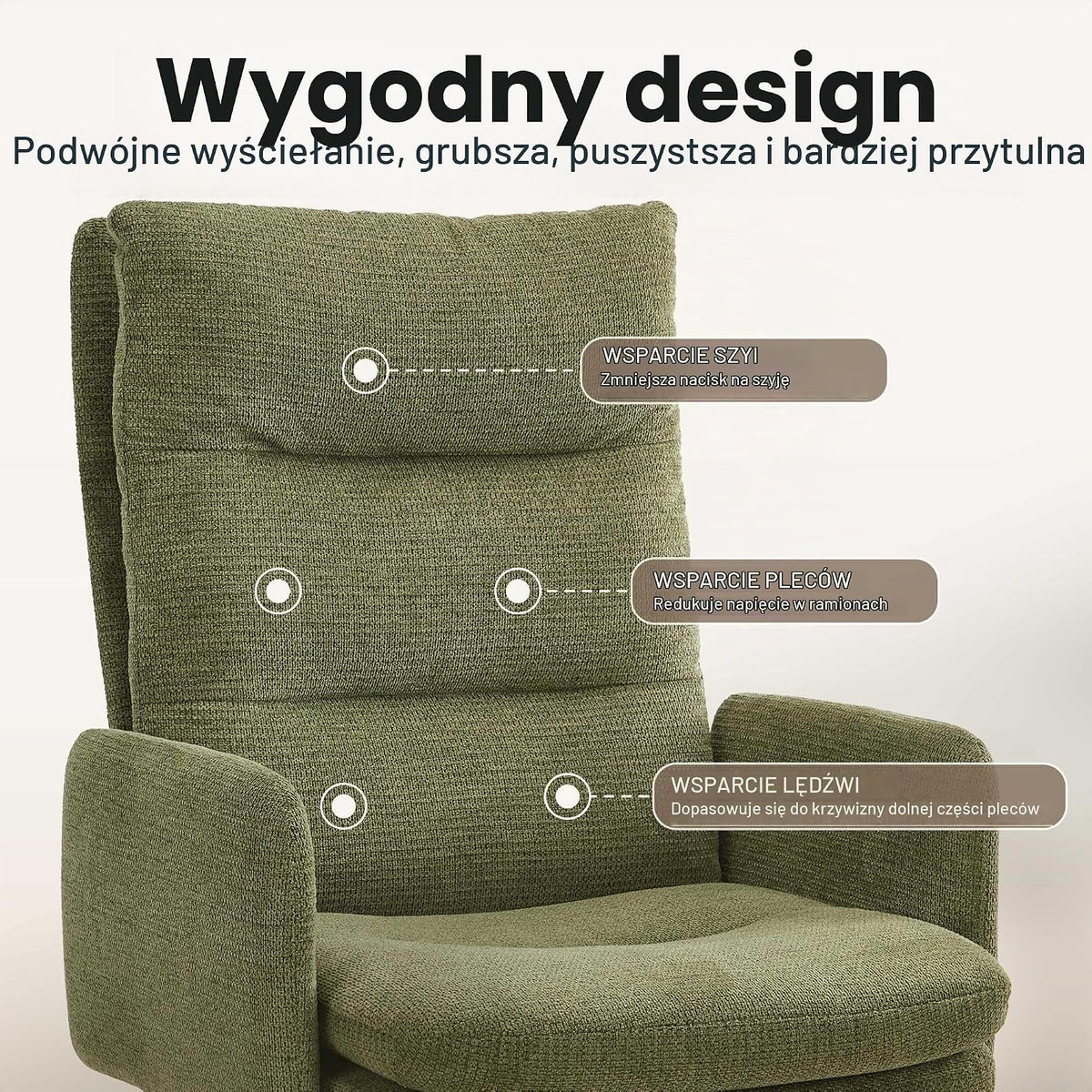 IWMH Krzesło do biura domowego, krzesło biurkowe z wysokim oparciem, tapicerowane krzesło biurowe z kółkami i podłokietnikami, fotel o regulowanej wysokości, ergonomiczne obrotowe krzesło biurkowe