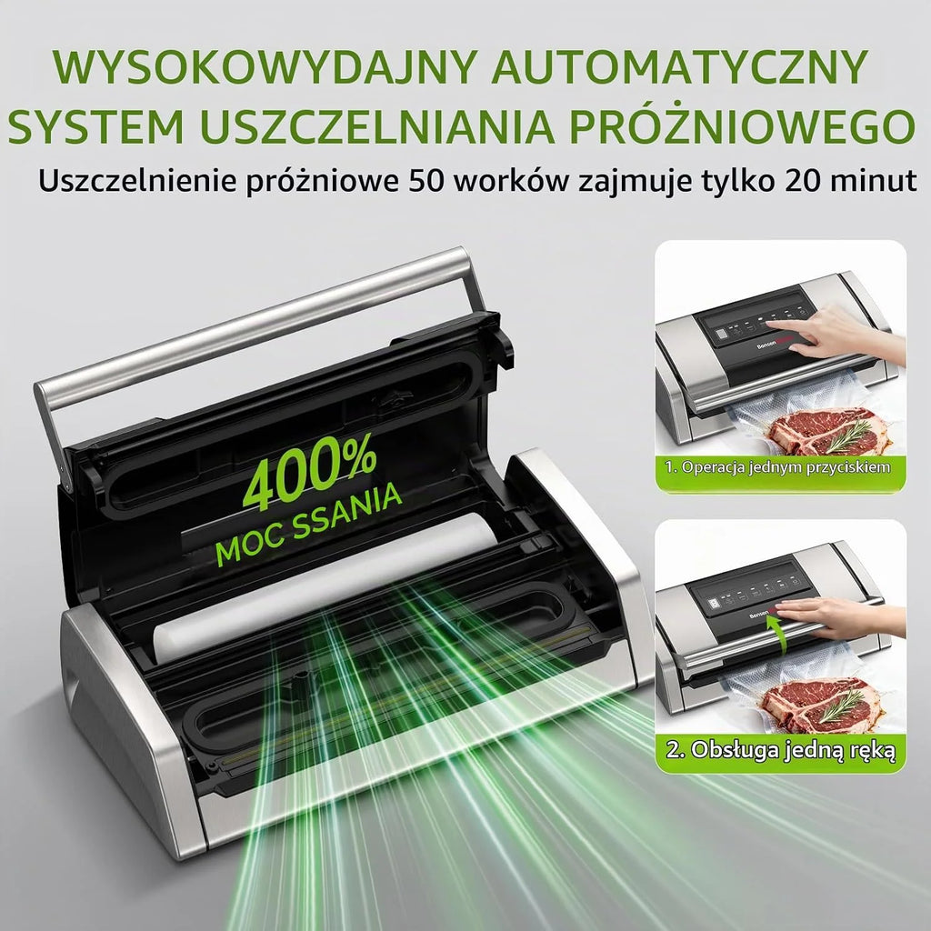 Bonsenkitchen Urządzenie próżniowe do żywności, zasysanie 15 l/min