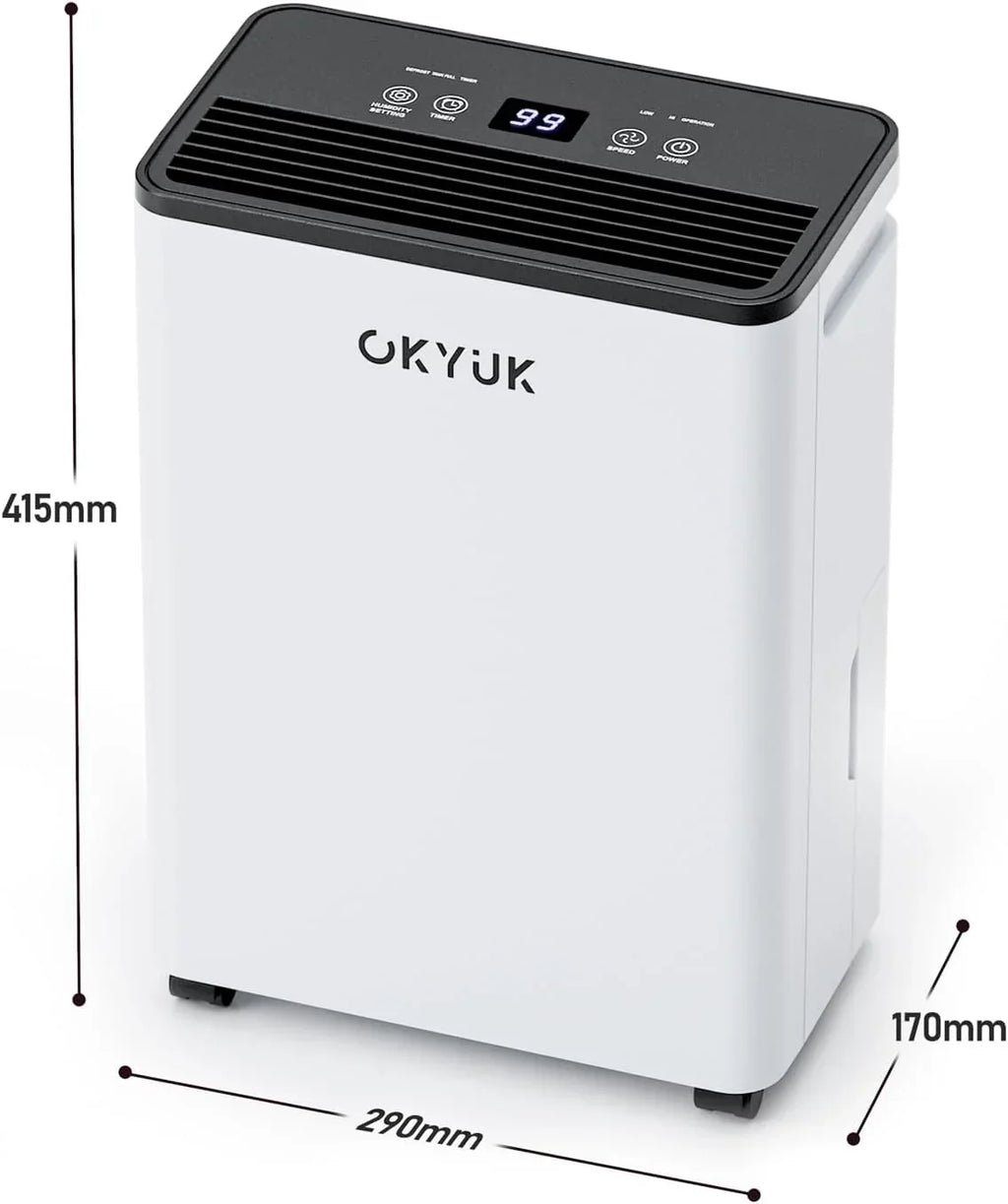 Deshumidificador eléctrico de 12 L PD12R-03DE con pantalla digital, depósito de agua de 2,5 L, temporizador y apagado automático
