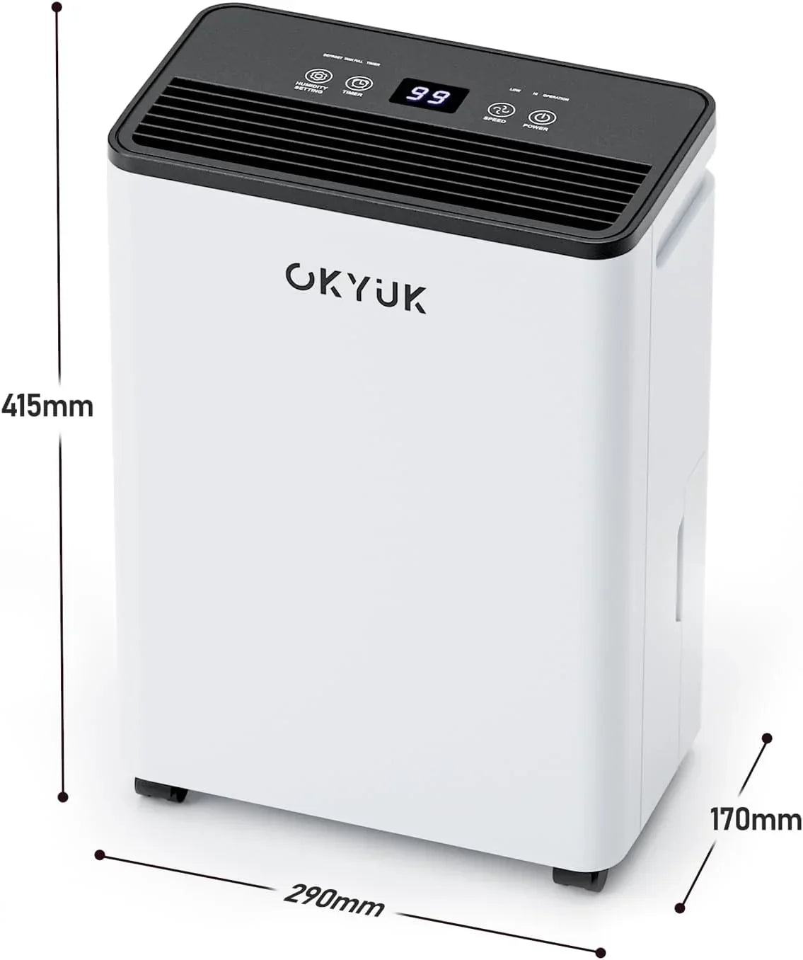Deshumidificador eléctrico de 12 L PD12R-03DE con pantalla digital, depósito de agua de 2,5 L, temporizador y apagado automático