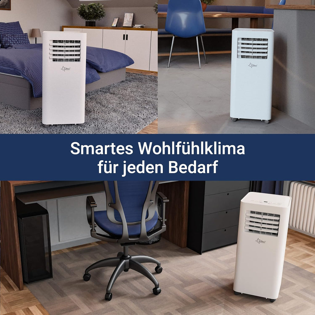 SUNTEC Aire acondicionado portátil Impuls 2.6 Eco R290 – Aire acondicionado móvil y silencioso con tubo de escape – Enfriador y deshumidificador para habitaciones de hasta 34 m² – Refrigeración móvil para hogar y oficina – 9.000 BTU | 2600 vatios