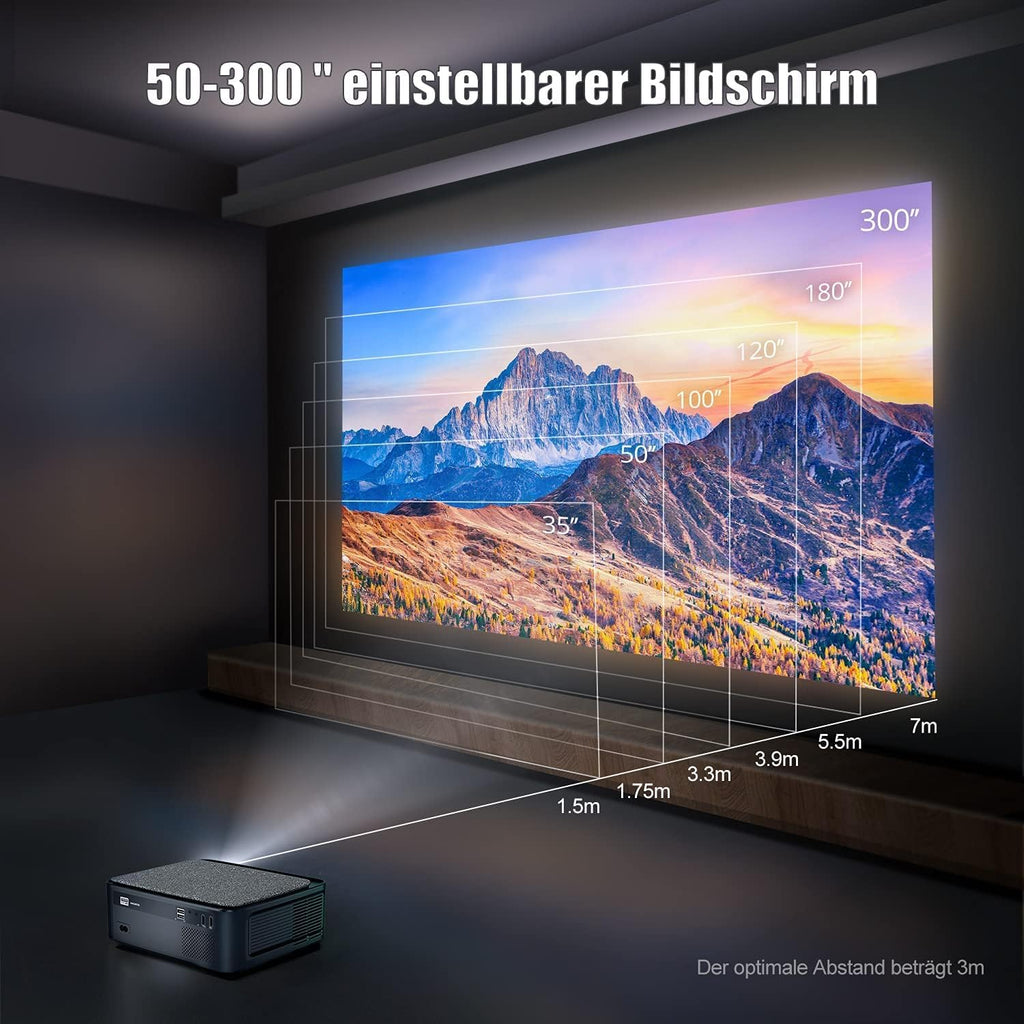 WiMius 7500 L Projektor wideo, Full HD 1080P, WiFi, Bluetooth, 4K