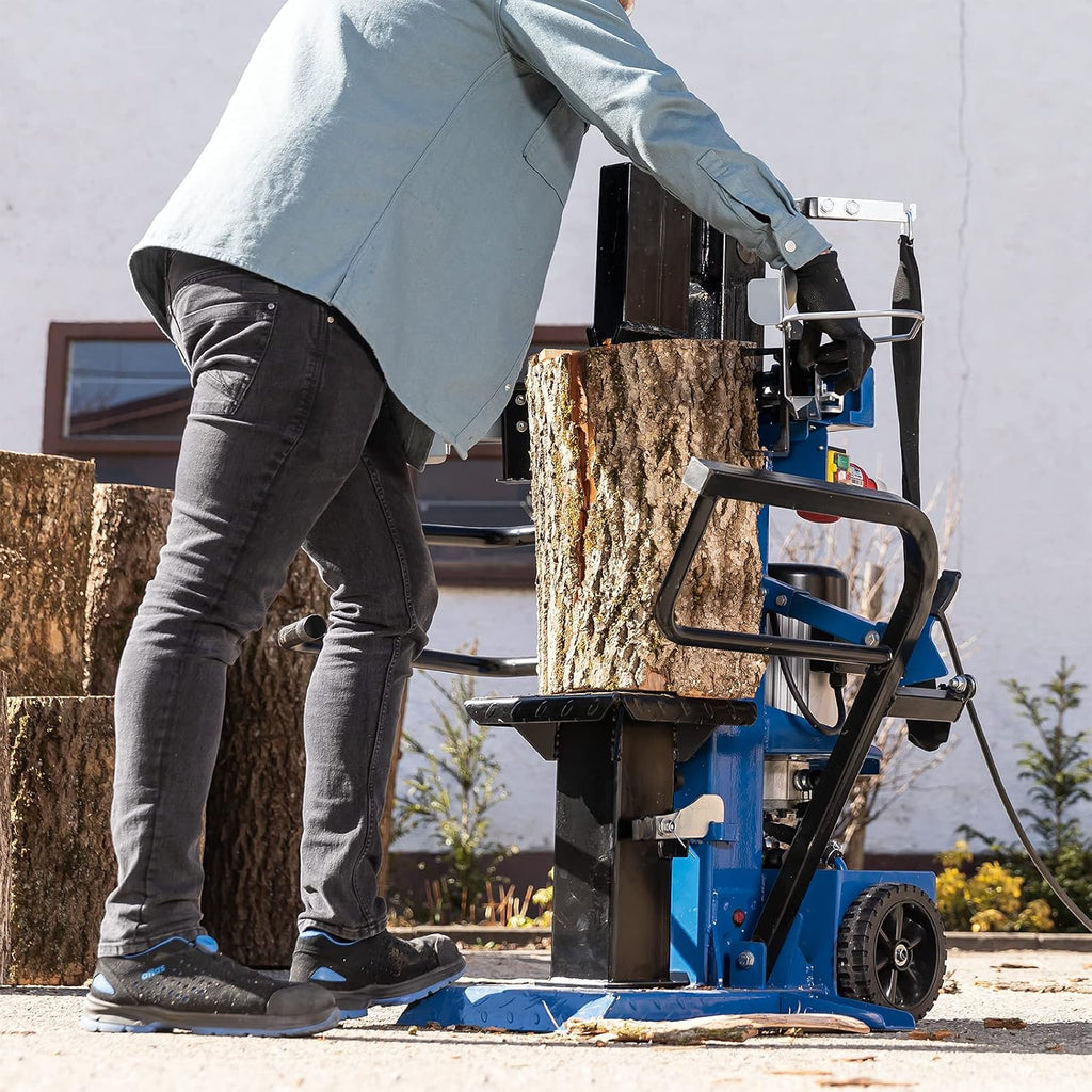 Hendidora de leña vertical Scheppach Compact 10t para troncos de un metro, 230V | 10 toneladas de fuerza de corte | 3500W de potencia | Longitud de tronco 1070mm / máx. Ø 380mm | mesa abatible | madera dura y blanda - con dispositivo de desplazamiento