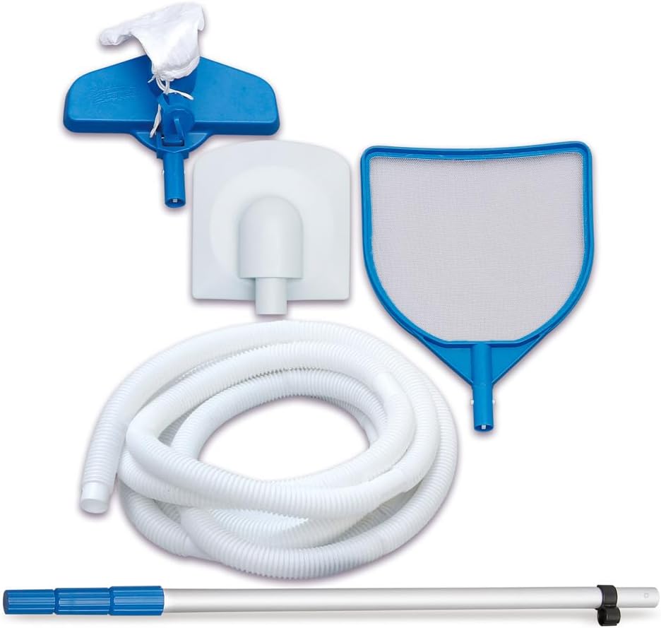 Piscina desmontable con estructura Summer Waves | Redonda 549x132 cm aspecto ratán gris | Set de piscina elevada | Piscina de jardín incl. bomba de filtro, tapiz de suelo, cobertor y escalera de seguridad