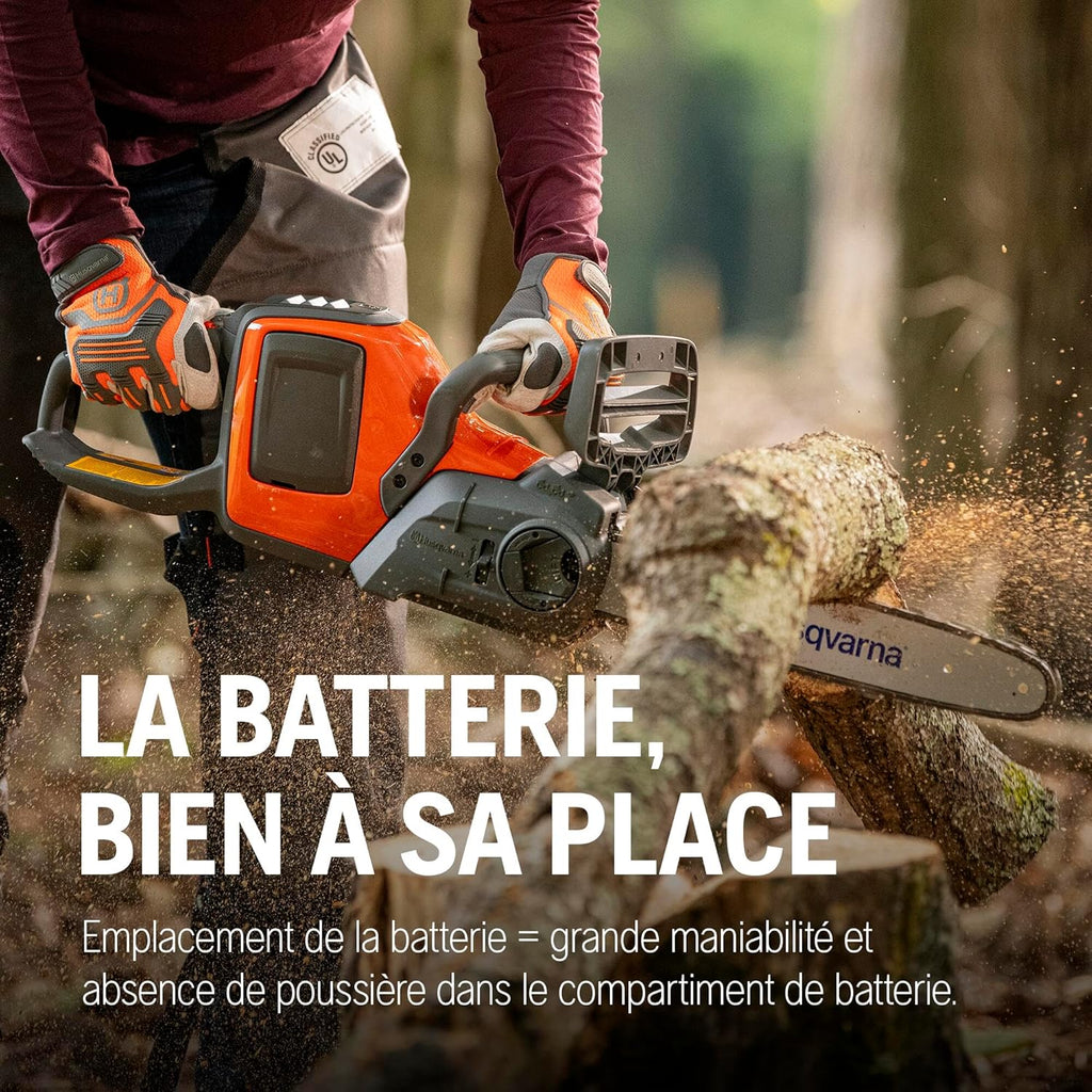 Husqvarna 225i: Motosierra a batería de 36V con batería y cargador incluidos, ligera, silenciosa, espada de 30cm, velocidad de cadena de 20m/s. Ideal para poda y mantenimiento del jardín.