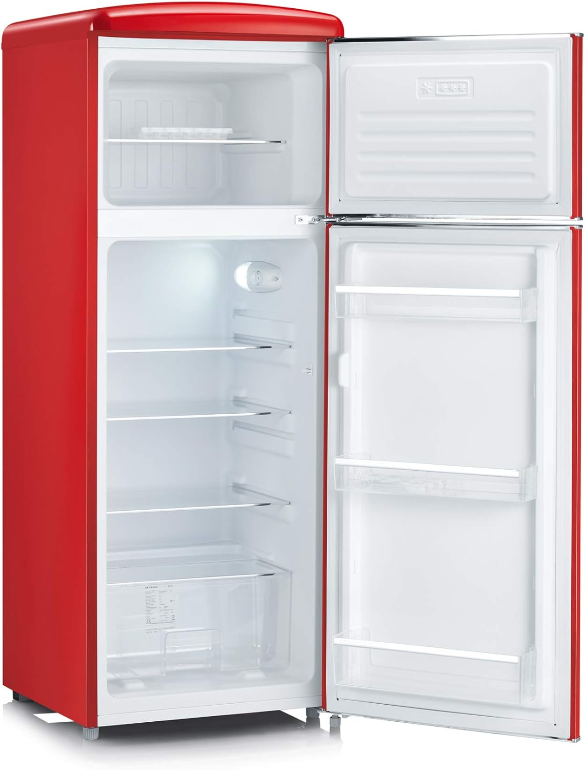SEVERIN Retro - Frigorífico combi, compacto y eficiente, 4 estantes ajustables en altura y una gran cajonera para verduras, 206 L de capacidad útil, color crema, RKG 8933