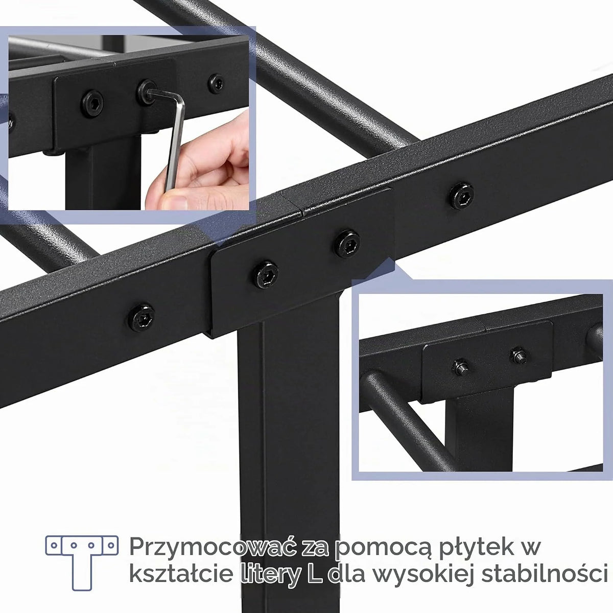 Yaheetech Rama łóżka 140 x 200 cm, metalowe łóżko w stylu vintage z