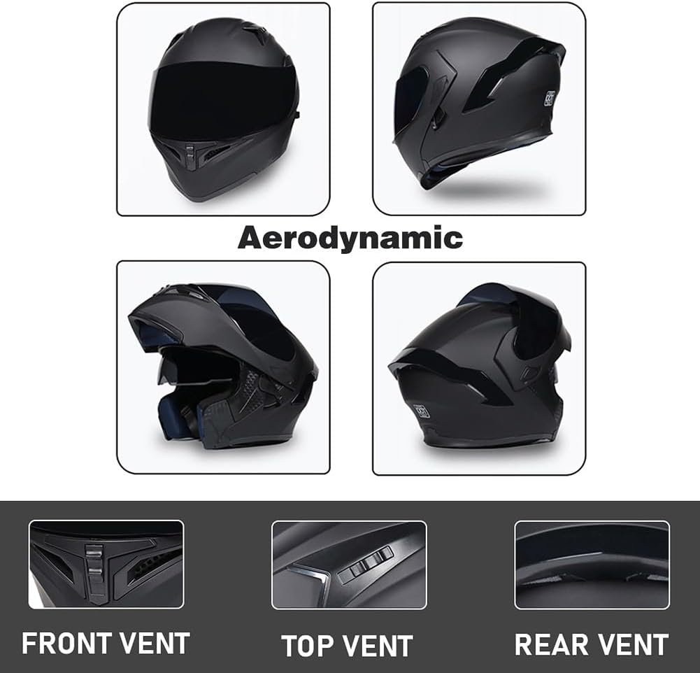 ACLFFSHOP Casco de moto modular Bluetooth con homologación ECE, casco abatible para adultos con doble visera para protección contra impactos, casco integral de moto para hombre y mujer M~XXL