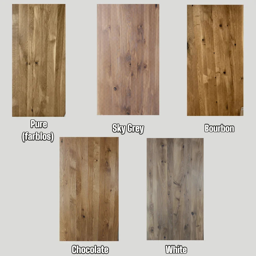 Serie UNA | Mesa de madera maciza redonda - Roble - incluye pata de mesa Matrix - varios tamaños y colores | Diámetro: 100 - 160 cm