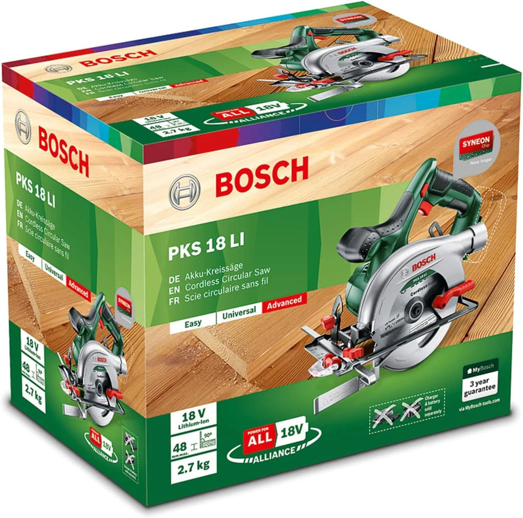 Bosch Akumulatorowa pilarka tarczowa PKS 18 LI (bez akumulatora, system 18V, opakowanie kartonowe)