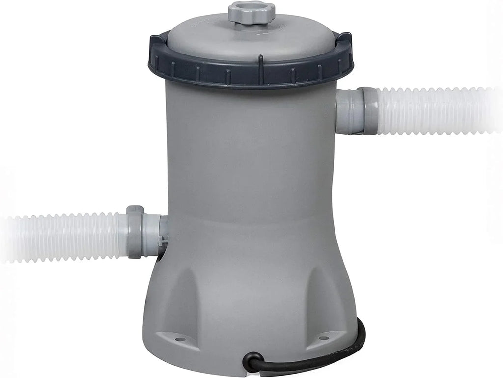BESTWAY - Piscina Desmontable Tubular Power Steel 427x250x100 cm Depuradora de Cartucho 2.006 l/h Escalera y Cobertor Diseño Ratán