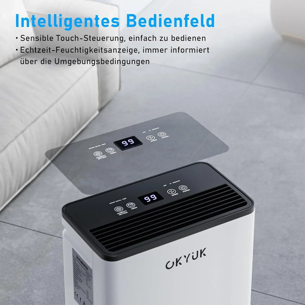 Deshumidificador eléctrico de 12 L PD12R-03DE con pantalla digital, depósito de agua de 2,5 L, temporizador y apagado automático