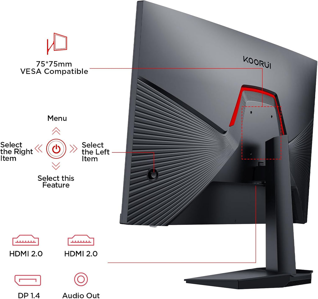 Monitor Gamer KOORUI G2711P de 27 pulgadas, 200Hz, Pantalla Gaming Fast IPS FHD, 1ms, HDR400, Adaptive Sync, compatible con VESA 75 * 75mm, HDMI 2.0/DP1.4, luz azul reducida