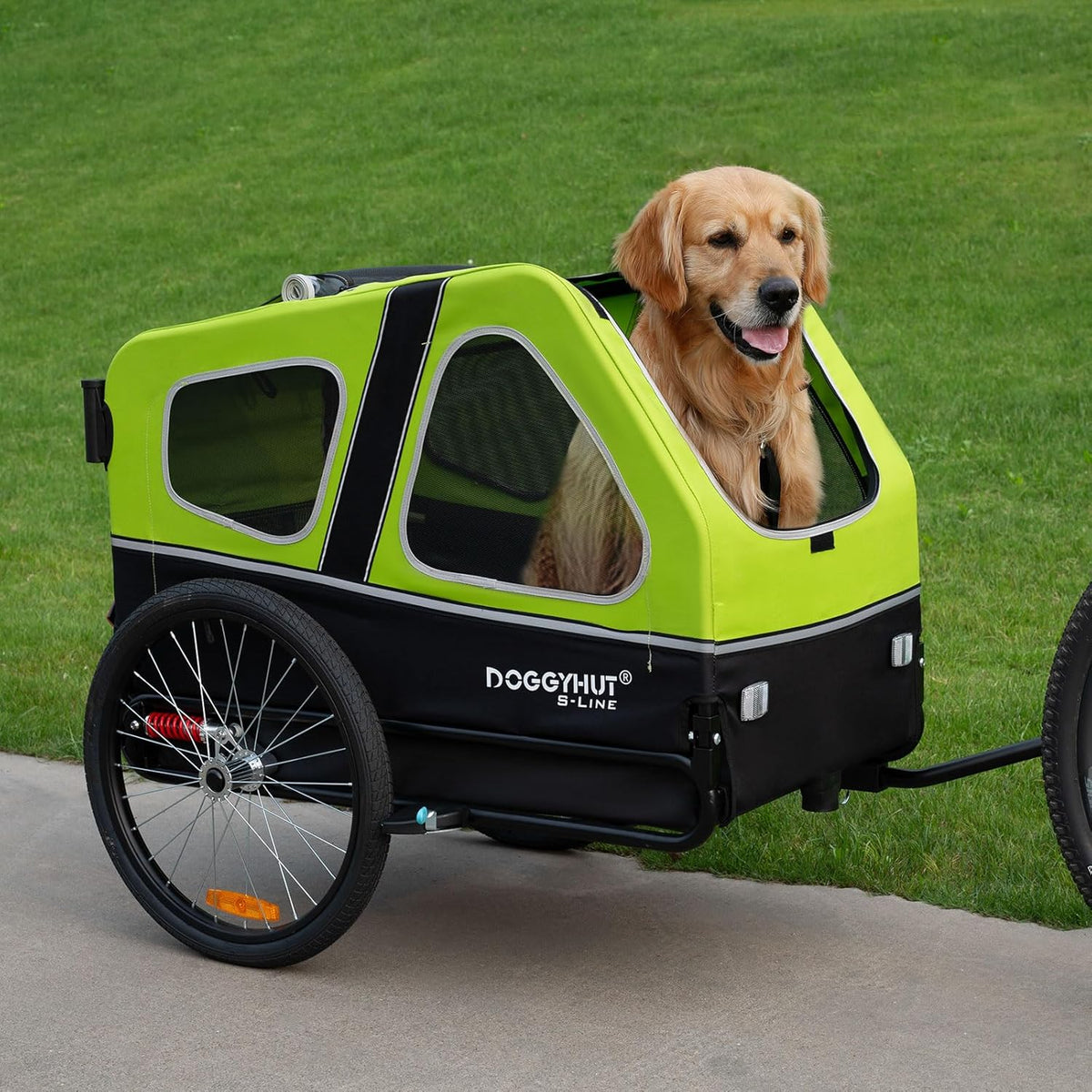 Doggyhut S-Line XL Remolque y cochecito para perros con suspensión 2 en 1, remolque de bicicleta para perros y jogger con suspensión hasta 45 kg