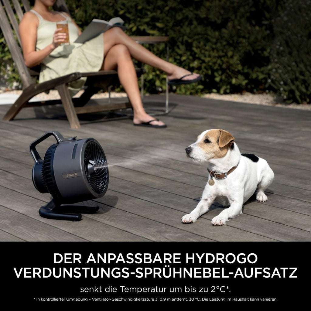 Ventilador Shark FlexBreeze silencioso, ventilador híbrido con y sin cable, portátil, para interiores y exteriores, resistente a los rayos UV y al agua, ultra potente, ultra silencioso, blanco FA220EU