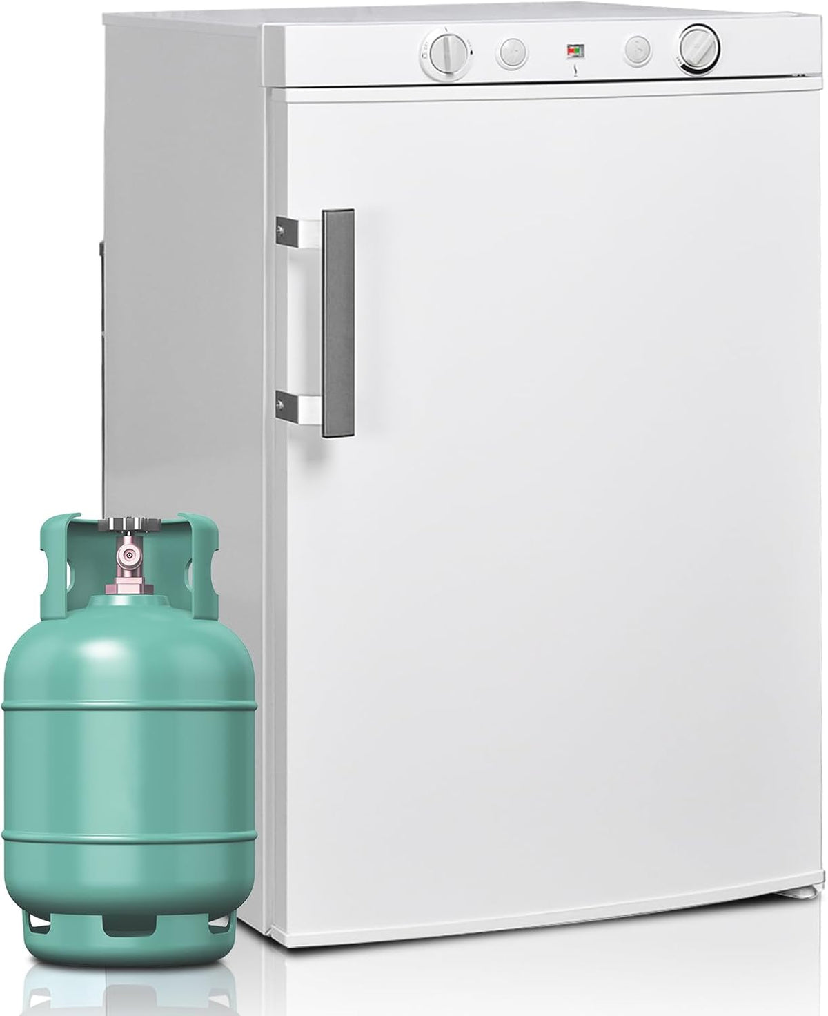 SMETA Refrigerador con congelador a gas 12V/230V/Gas, nevera con compartimento congelador de 100L, refrigerador combinado silencioso para camping, hogar, caravana, garaje, casa rural, autocaravana, blanco