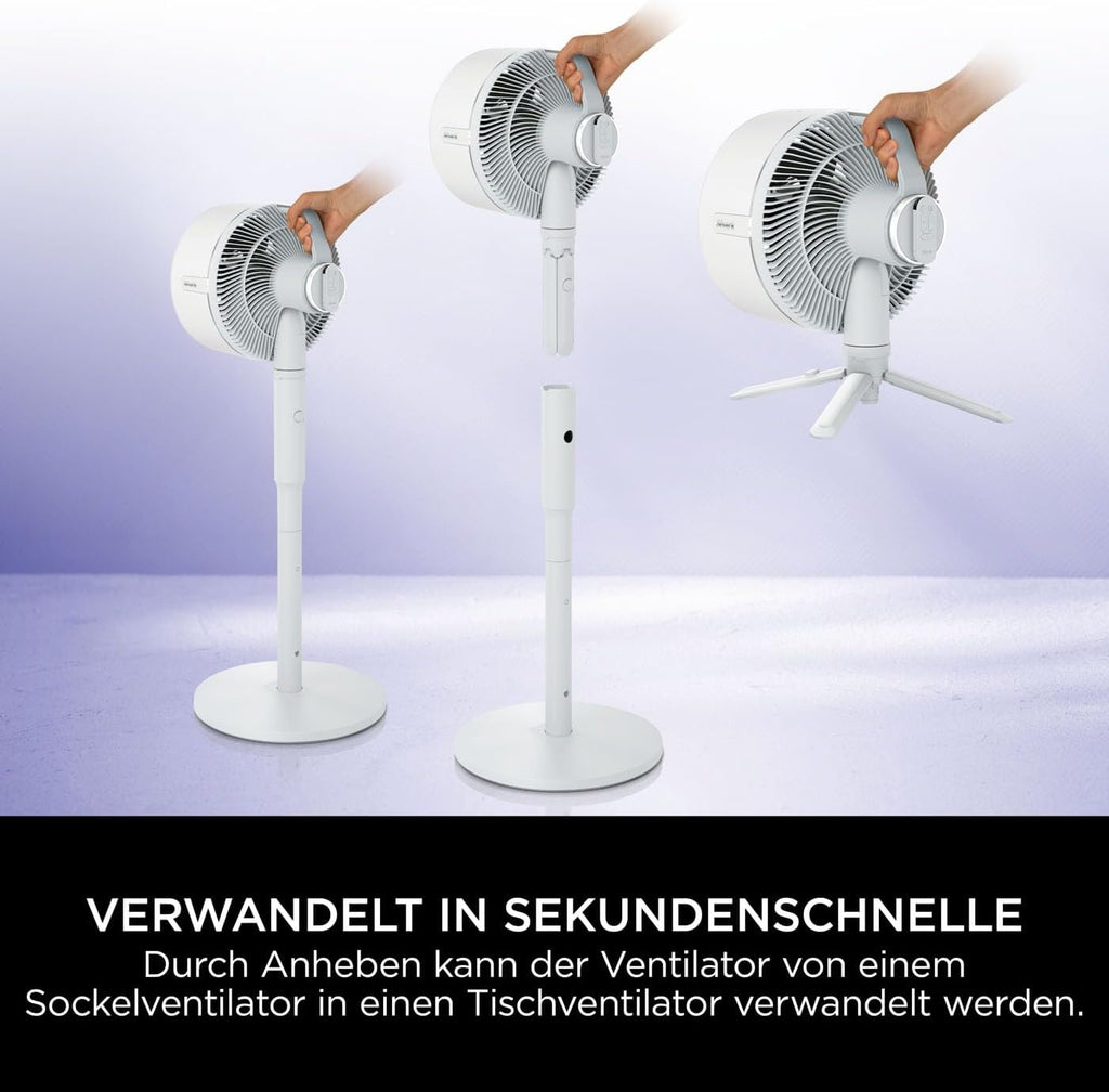 Ventilador Shark FlexBreeze silencioso, ventilador híbrido con y sin cable, portátil, para interiores y exteriores, resistente a los rayos UV y al agua, ultra potente, ultra silencioso, blanco FA220EU