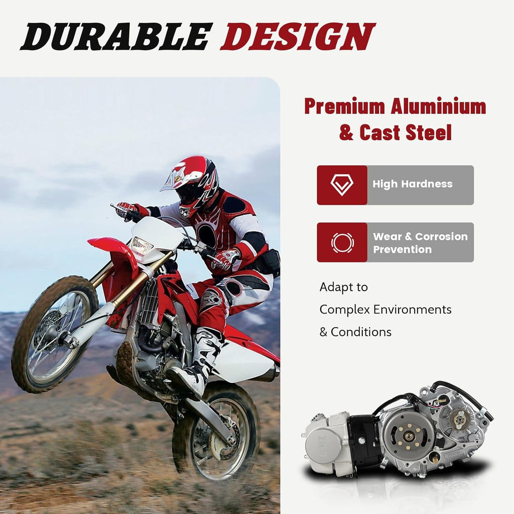 Motor de 4 tiempos CRF50 125CC para Dirt Bike Pitbike, motor monocilíndrico con refrigeración por aire y embrague manual para motocicletas Dirt Bike con arranque a pedal (Kick Start).
