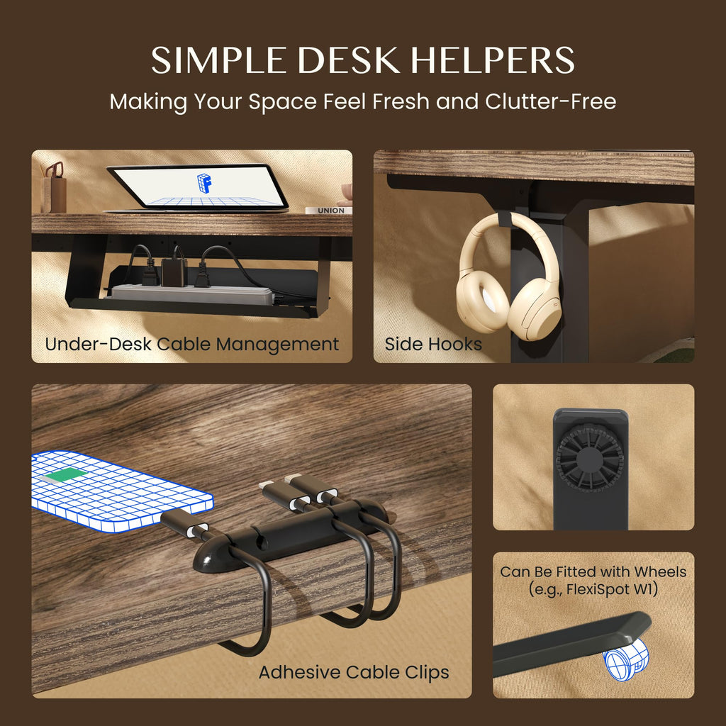 FLEXISPOT Base de mesa ajustable en altura E1 Pro motor dual, gestión de cables, pantalla LED de altura, 4 memorias, oficina, hogar.