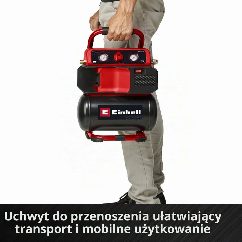 Einhell Kompresor akumulatorowy TE-AC 18/75 Li OF-Solo Power X-Change (18 V, maks. 8 bar, 5 l zbiornik, moc ssania 75 l/min, 2 manometry, bezolejowy, bez akumulatora)