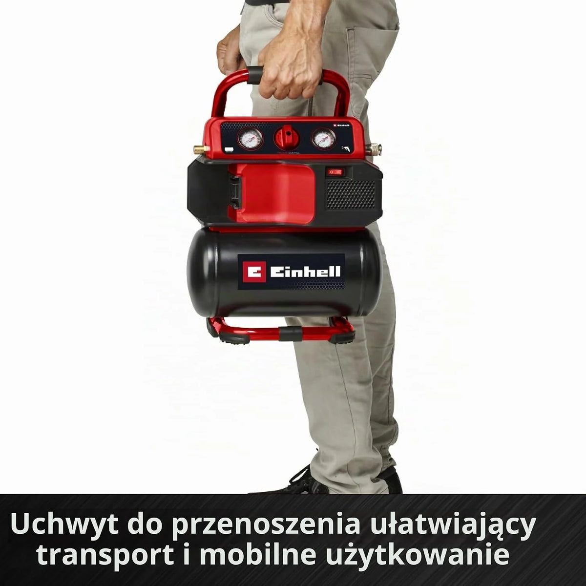 Einhell Kompresor akumulatorowy TE-AC 18/75 Li OF-Solo Power X-Change (18 V, maks. 8 bar, 5 l zbiornik, moc ssania 75 l/min, 2 manometry, bezolejowy, bez akumulatora)