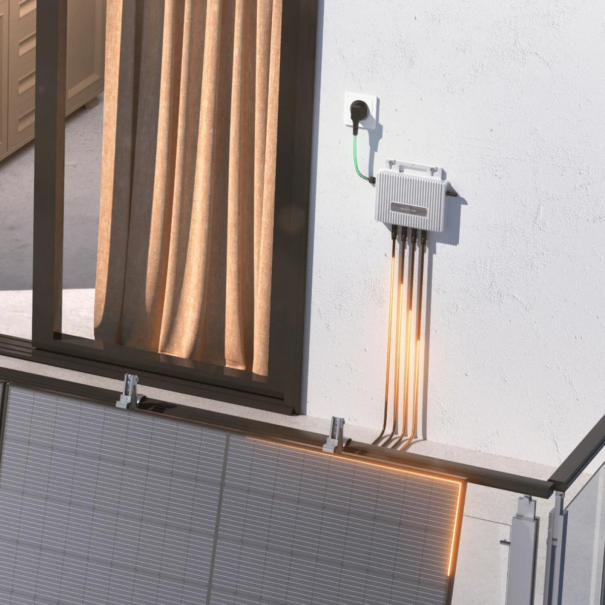 Microinversor EcoFlow Stream 800W 0% IVA, inversor solar inteligente con Wi-Fi para sistemas fotovoltaicos de balcón, inversor fotovoltaico para 2 paneles solares, 2 MPPT, aplicación, incluye cables AC y DC