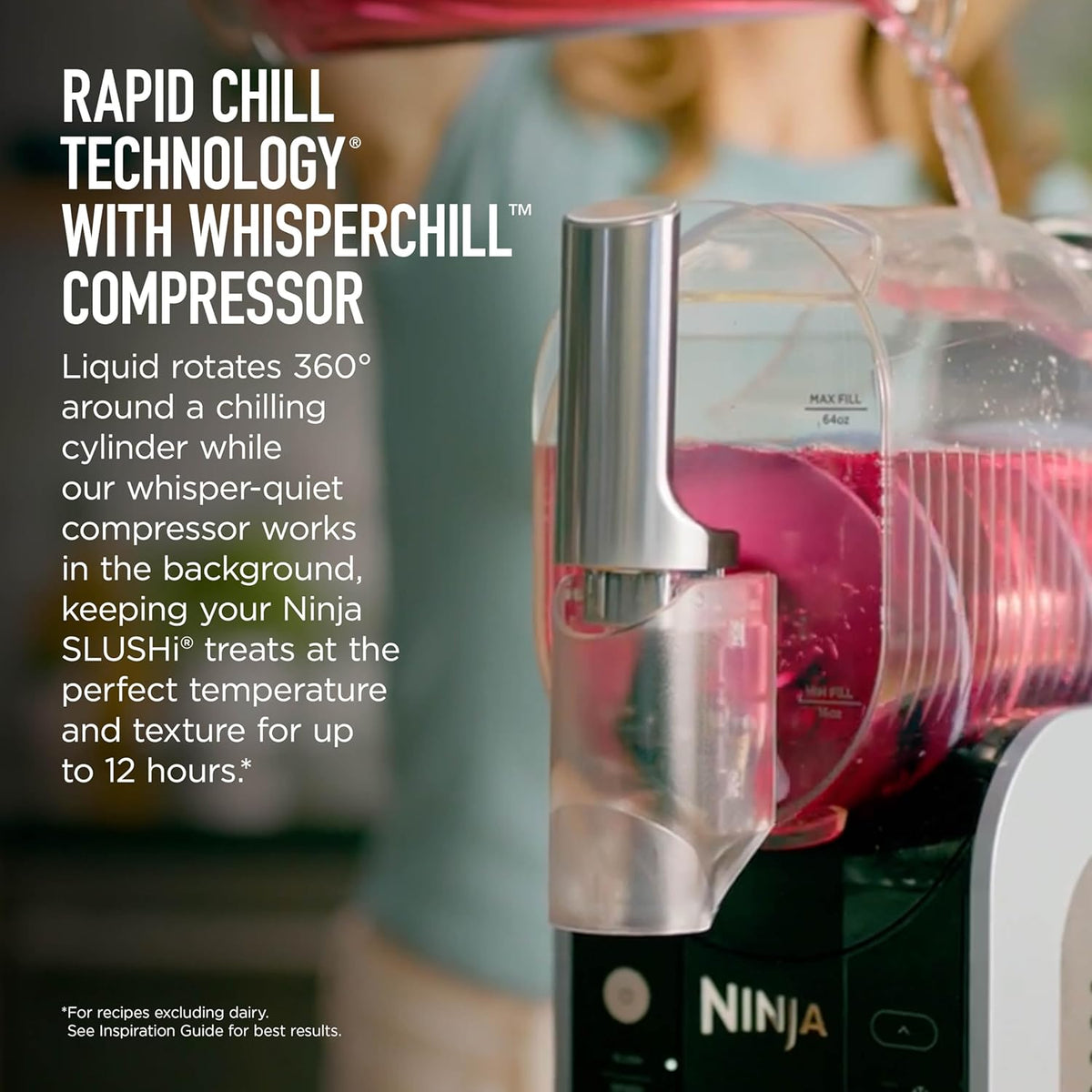 Máquina para granizados y bebidas congeladas Ninja SLUSHi con tecnología RapidChill | Recipiente de llenado fácil de 88 oz | 5 programas preestablecidos | Prepara margaritas, frappés y más | Con piezas aptas para lavavajillas | Negro | FS301