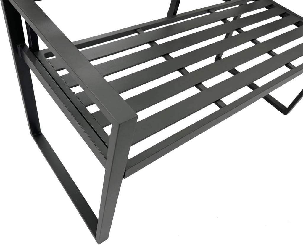 Banco de jardín DEGAMO Atlanta de 2 plazas, de aluminio, resistente a la intemperie e inoxidable, gris oscuro