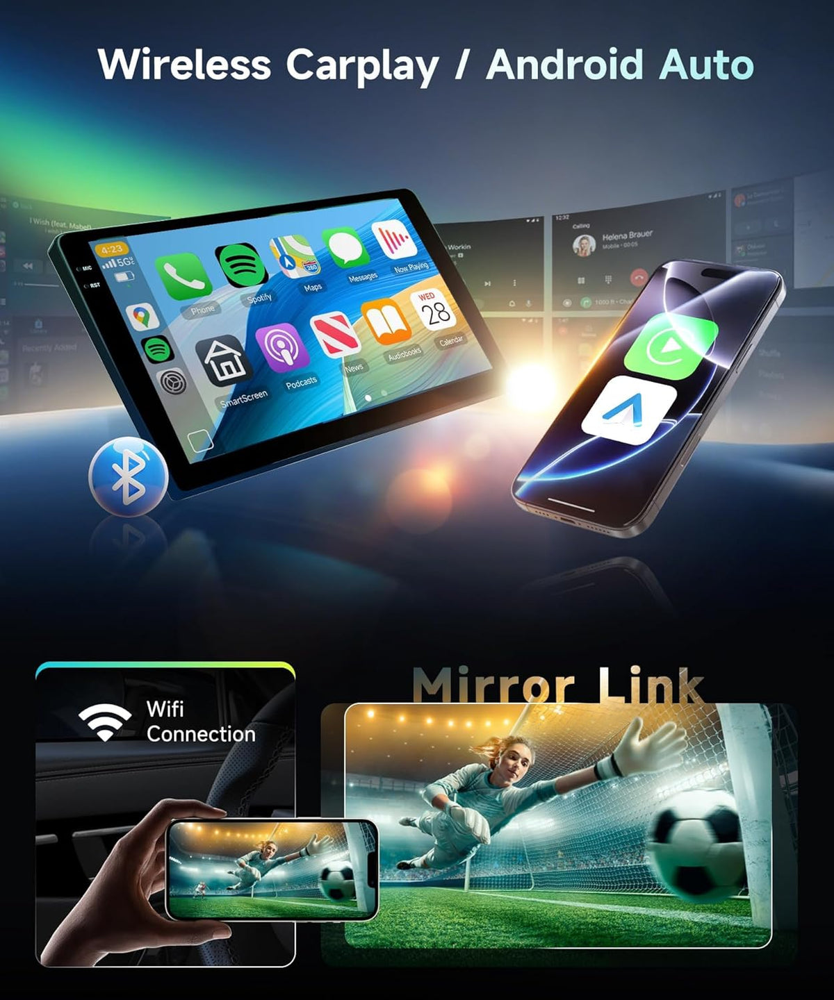 Radio de coche Android 4G 64G PLKEQS para A-UDI A3 2003-2012/S3 2006-2012/RS3 2011-2012, pantalla in-Cell de 9'', estéreo de coche con CarPlay, Android Auto, GPS, Bluetooth, FM RDS, EQ, Wi-Fi, cámara, Y1