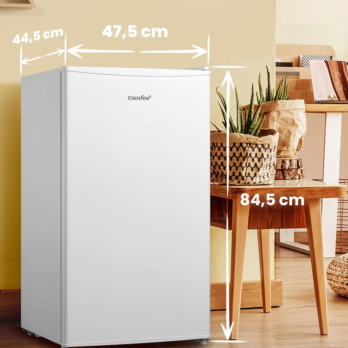 Congelador vertical COMFEE' RCU60WH2(E) de 60L con cajones, 3 cajones de congelación, una puerta, temperatura ajustable, puerta reversible, silencioso, independiente, blanco