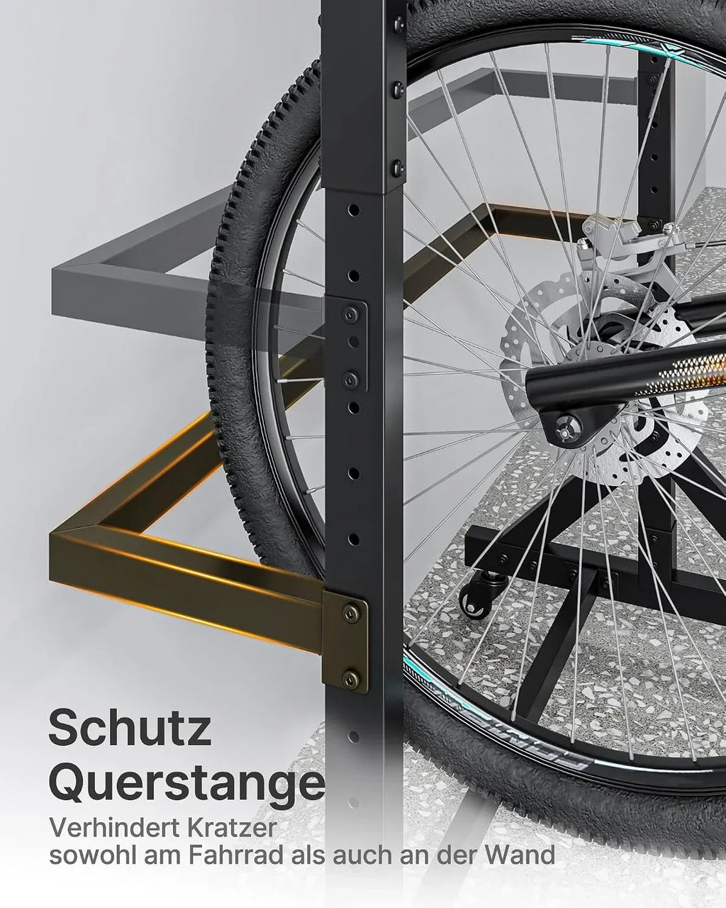 Soporte para bicicletas independiente para 5 bicicletas, portabicicletas vertical con 5 ganchos, 6 ganchos para cascos, estructura de acero, capacidad de carga de 160 kg