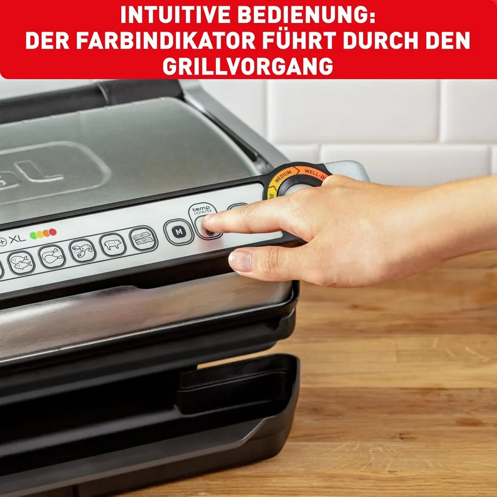 Parrilla de contacto OptiGrill+ XL GC722D16 2000W con 9 programas de cocción, modo manual, placas de parrilla extraíbles e indicador de nivel de cocción