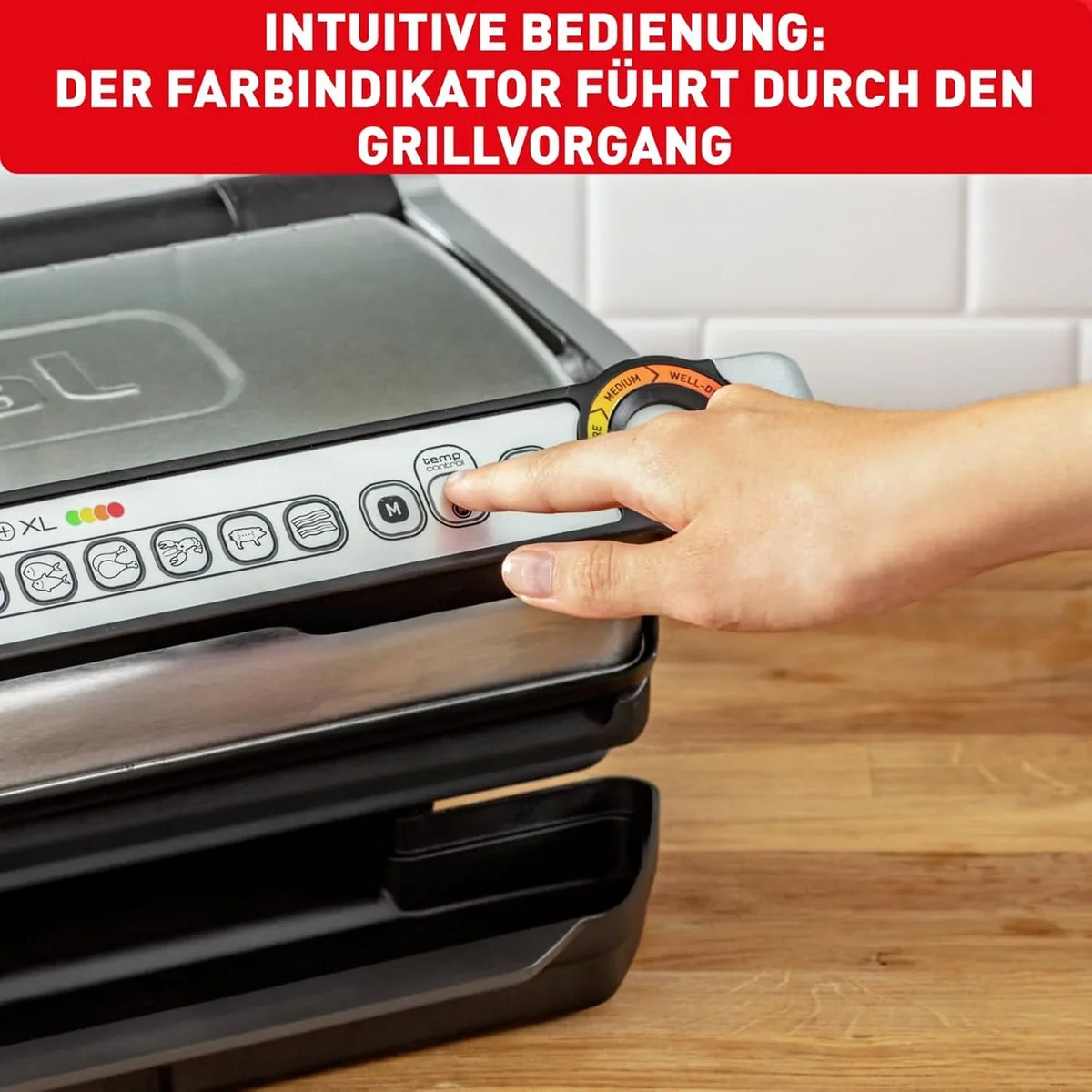Parrilla de contacto OptiGrill+ XL GC722D16 2000W con 9 programas de cocción, modo manual, placas de parrilla extraíbles e indicador de nivel de cocción