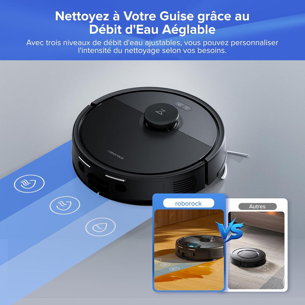 Roborock Q7 L5+ Robot Aspirador y Fregasuelos con Estación, Succión de 8000 Pa, Vaciado Automático, 3 niveles de agua, Doble sistema antienredos, Navegación LiDAR, Ideal para pelo de mascotas/alfombras, App