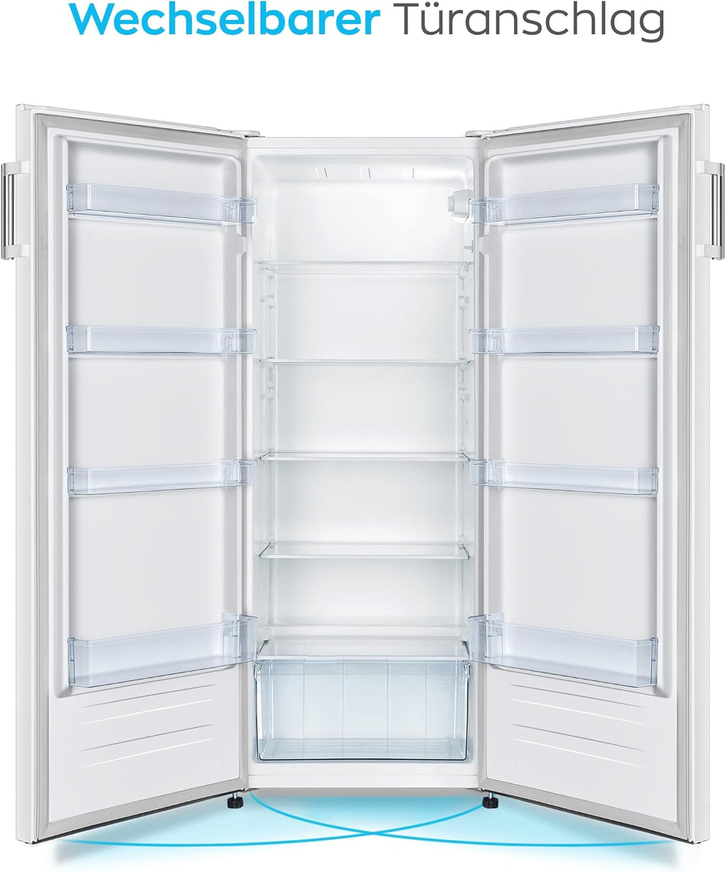 Frigorífico independiente Heinrich's de 242 l, nevera sin congelador, XXL, frigorífico de una puerta, iluminación LED, frigorífico de libre instalación con 5 estantes de cristal, bisagra de puerta reversible, silencioso 40 dB, (blanco)