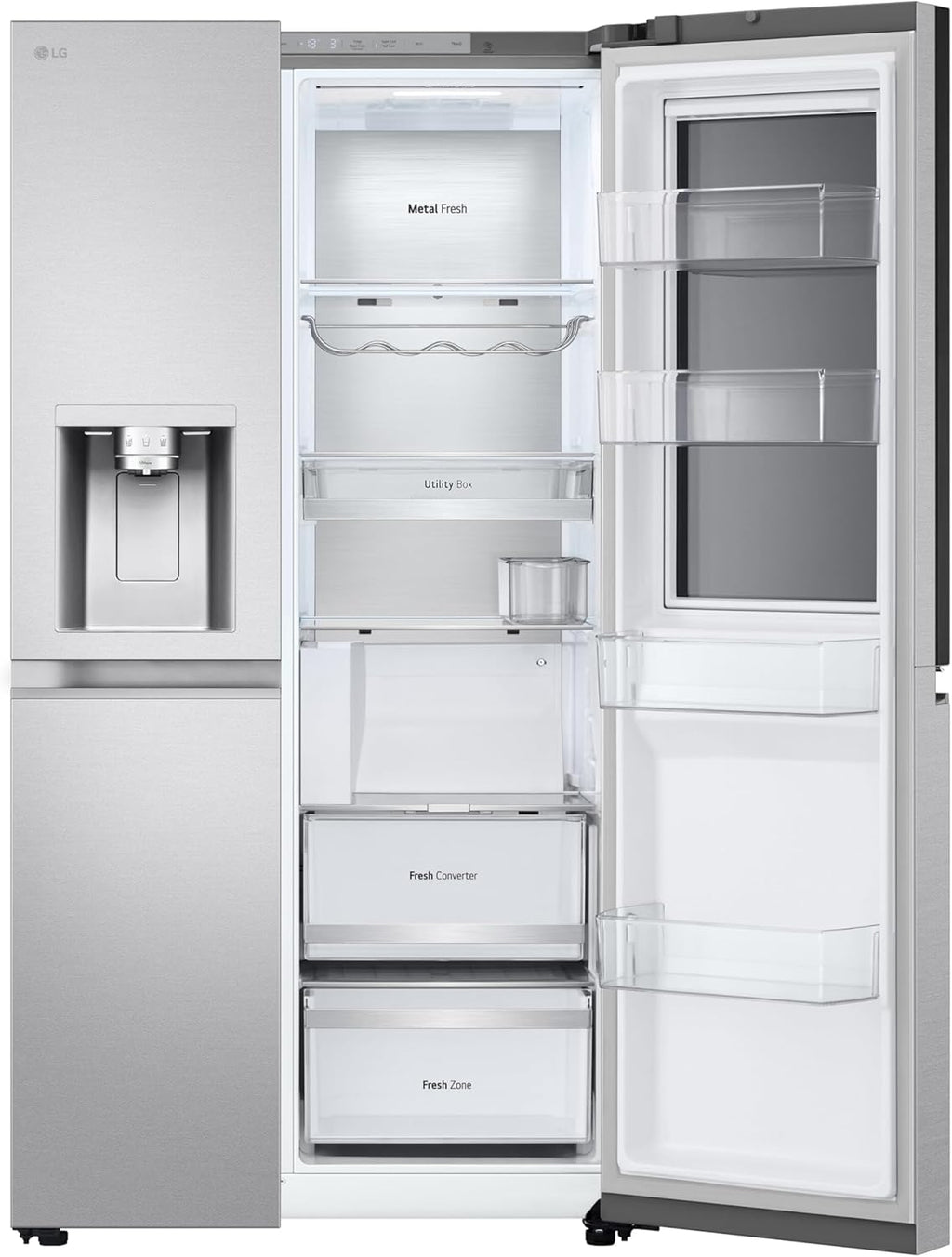 Frigorífico Side by Side LG GSGV81PYLL, Clase E, 635 L, Instaview, frigorífico con congelador, dispensador de hielo, hielo picado y agua, Total NoFrost, compresor Smart Inverter, Wi-Fi