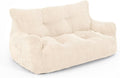 Puf Pamapic, puf para adultos con relleno, sillón doble tipo lounge con asa portátil, puf ergonómico moderno, silla tipo puf para interiores para salón, dormitorio, sala de juegos, beige