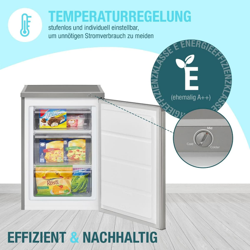 Congelador Bomann® | 85 litros de capacidad útil | Congelador pequeño con 3 cajones y cubitera | Mini nevera con regulación continua de temperatura | Puerta reversible | GS 2186.1 blanco
