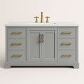 Mueble de baño de madera gris con 2 puertas y 6 cajones