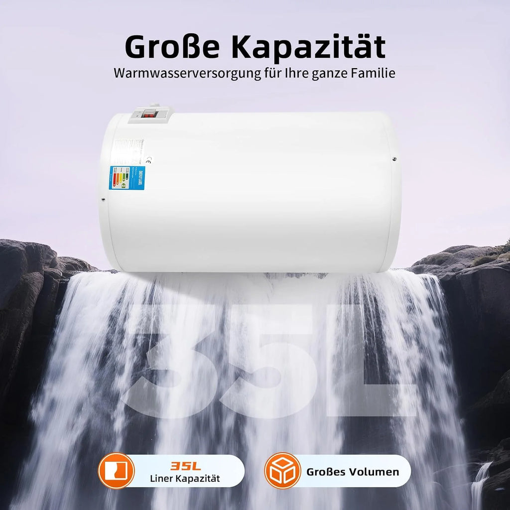 Elektryczny zbiornik ciepłej wody 2 kW, regulowany na ścianie, 50 l
