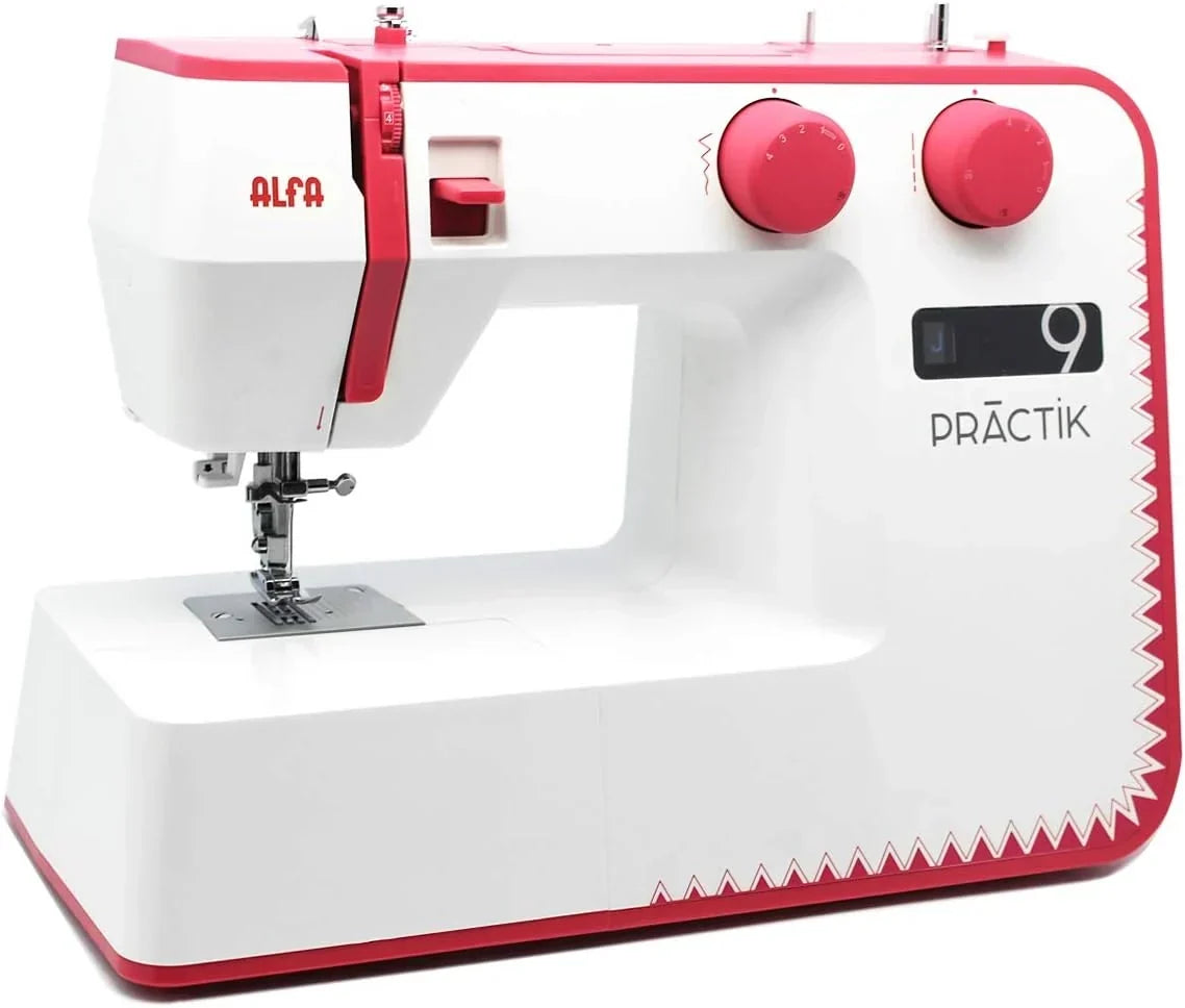 Máquina de coser Alfa Practik 9, 34 puntadas, luz LED, chasis metálico