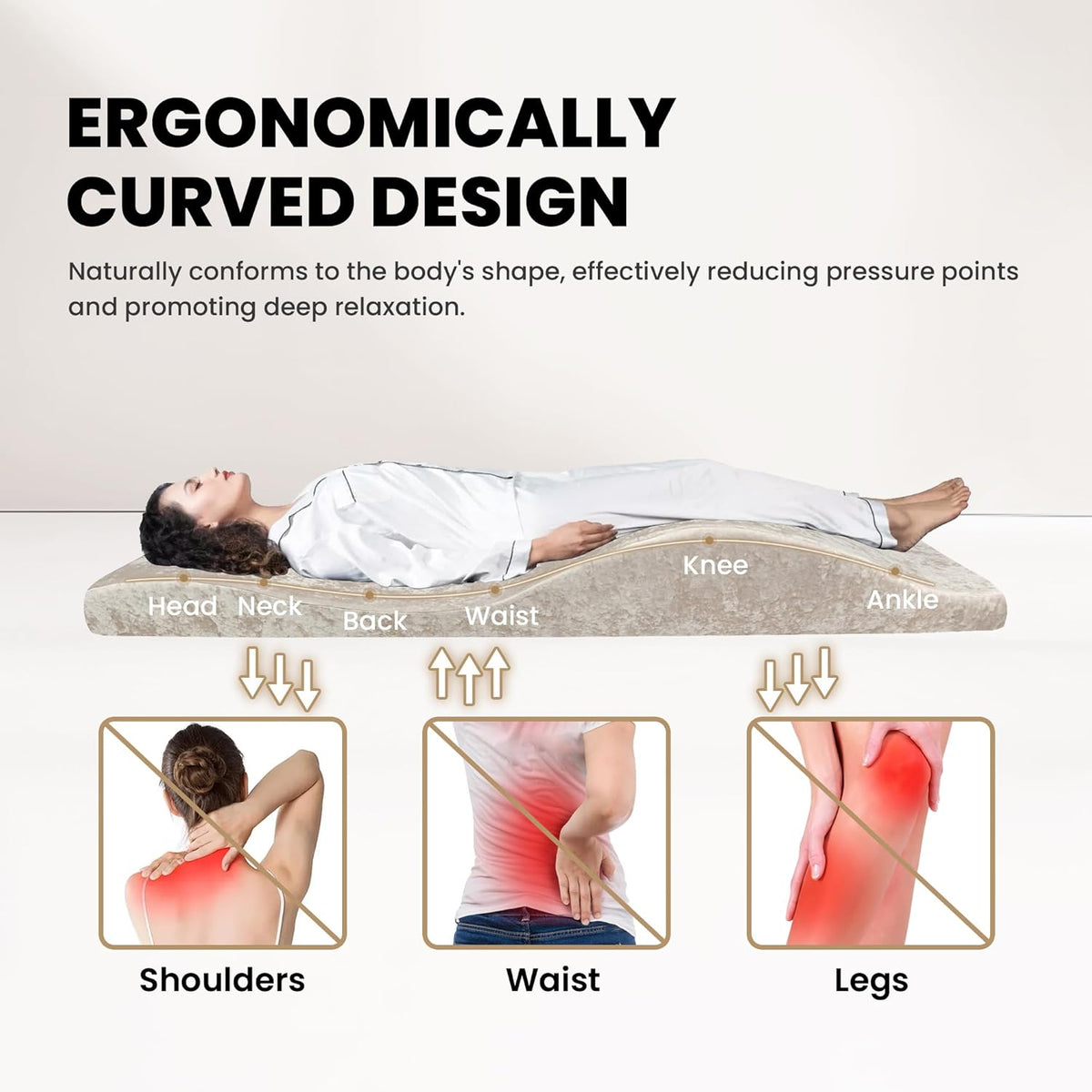 Colchón para pestañas y funda de colchón, sobrecolchón de espuma para pestañas, colchón ergonómico curvado para camilla de pestañas para spa, masaje y salón de belleza