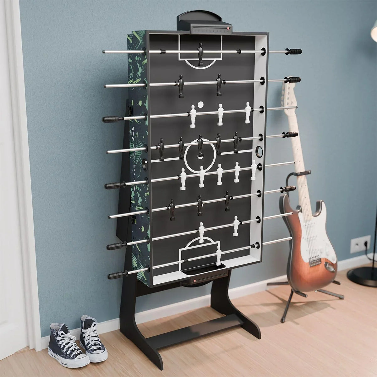 Mesa de juego multifuncional 5 en 1 plegable con mesa de ping-pong, futbolín, mesa de billar, hockey y baloncesto, modelo 24875