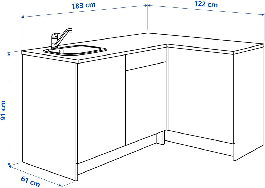 IKEA KNOXHULT cocina esquinera, 183 x 122 x 91 cm, blanco