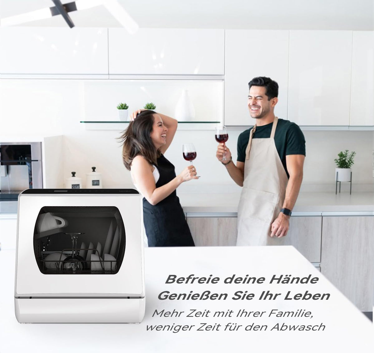 Mini lavavajillas Hermitlux, lavavajillas para 4 servicios, depósito de agua de 5 litros, 6 programas, minilavavajillas de sobremesa, perfecto para apartamentos, dormitorios, camping, blanco