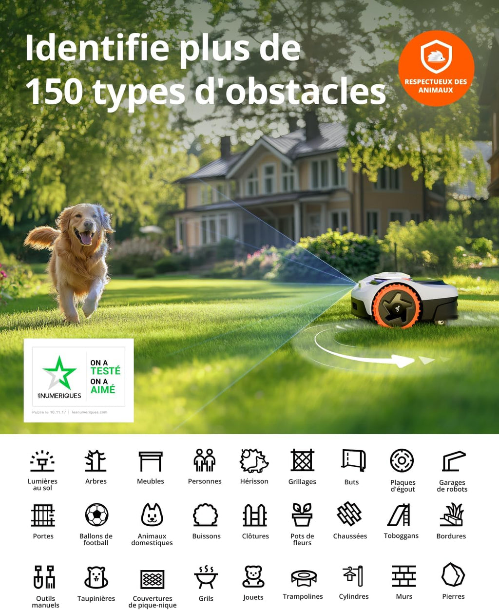 Segway Navimow i105E y Garaje S, Robot cortacésped sin cable perimetral, rec. 500 m², máx. 600 m², robot cortacésped RTK+Vision, cartografía automática por IA, límite virtual, gestión multizona