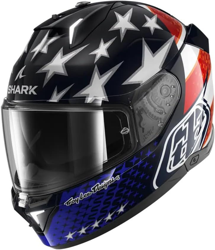 SHARK, Casco de moto integral SKWAL i3 US Flag x Troy Lee Designs Azul Rojo Blanco BRW