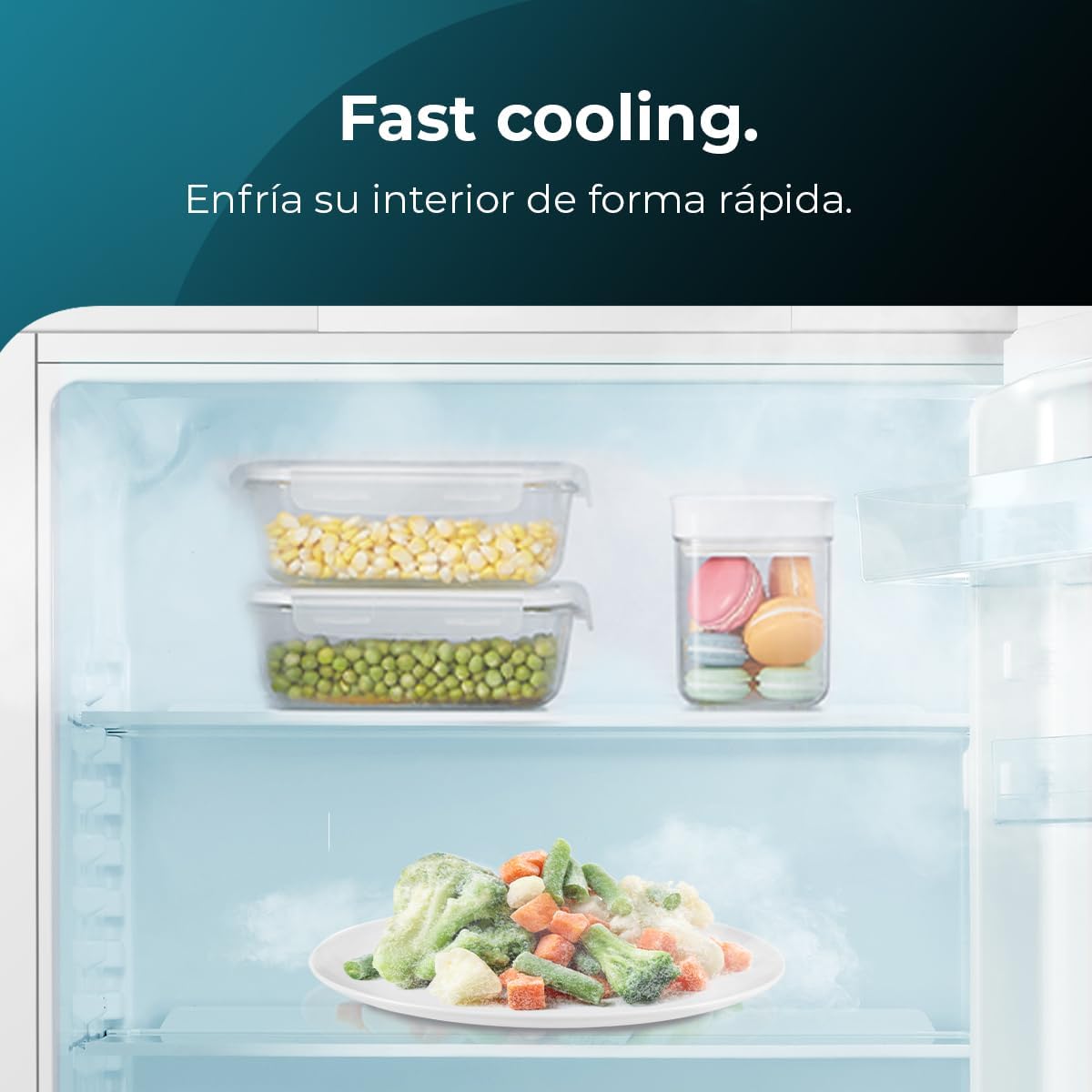 Mini frigorífico integrable Cecotec 138 L Bolero CoolMarket TT BI 138 White E. Altura 81,8 cm, 59,5 cm de ancho, pantalla táctil, enfriamiento rápido, puerta reversible, temperatura ajustable