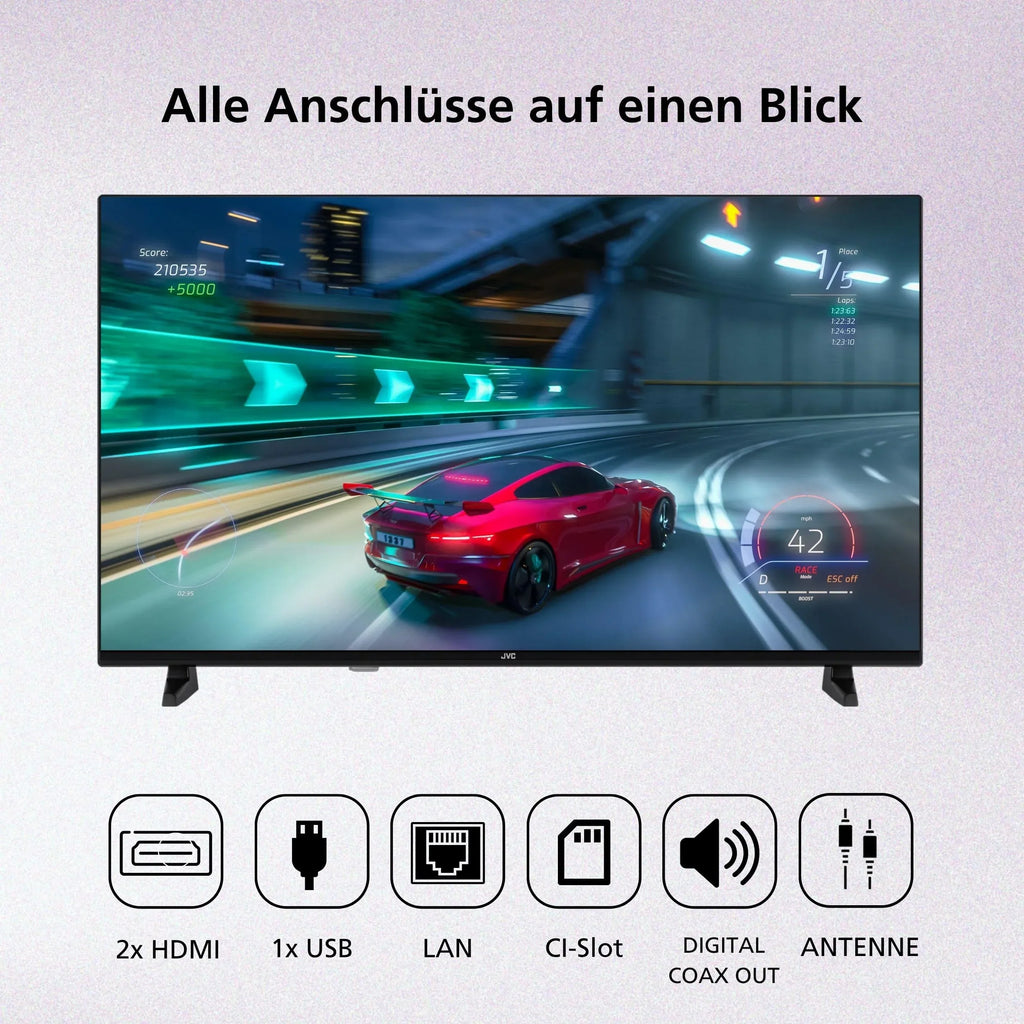 Televisor JVC de 40 pulgadas Smart TV VIDAA Full HD HDR con pantalla de 100 cm de diagonal y triple sintonizador integrado, televisor LED LT-40VDF2555 (2026)