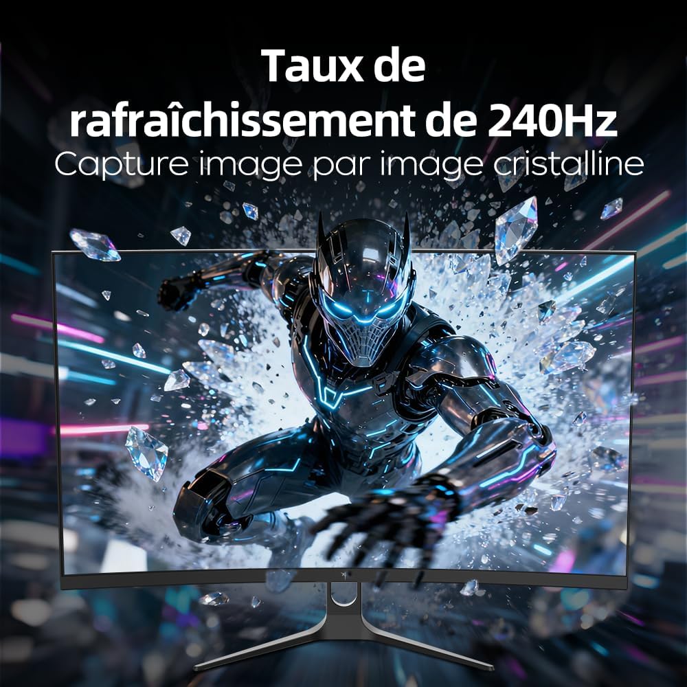 Monitor Gaming Curvo KTC de 32 Pulgadas 240Hz | FHD | 1ms MPRT | Panel VA 1500R | HDR10 | Contraste 5000:1 | AMD FreeSync, Flicker-Free | sRGB 128% Gama de Colores Amplia | HDMI/DP | VESA | H32C5